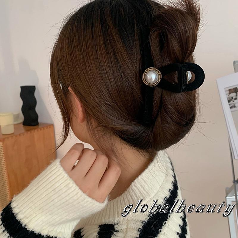 Kẹp Tóc Càng Cua Đính Ngọc Trai Phong Cách Vintage Cho Nữ