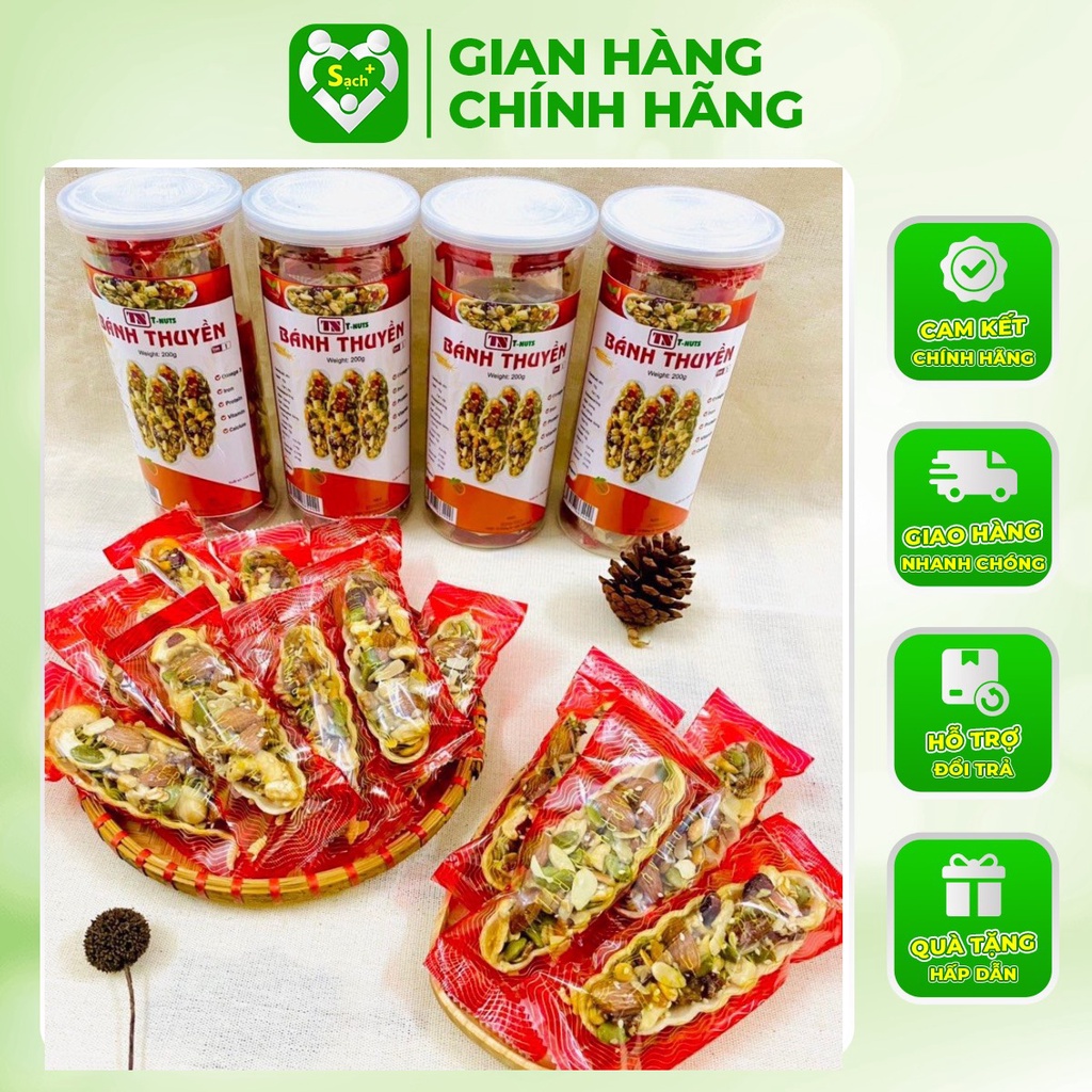 Bánh thuyền mix hạt dinh dưỡng - Heathy mix hạt dinh dưỡng - hộp 250g Bánh siêu hạt