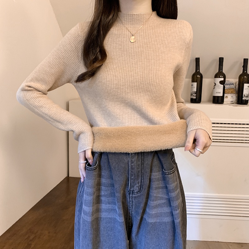 Áo Sweater Dệt Kim Cổ Lọ Nặng Và Một Nửa