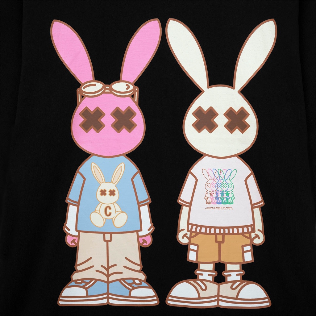 Áo Thun Unisex Bad Rabbit BLACK BUDDY RABBIT TEE 100% Cotton - Local Brand Chính Hãng