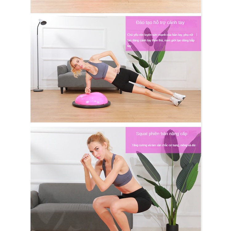 Bóng tập Yoga 58cm Bóng tập cân bằng bosu Tập thể dục, bóng thăng bằng, tập yoga, bóng bán cầu, dây kéo bơm hơi