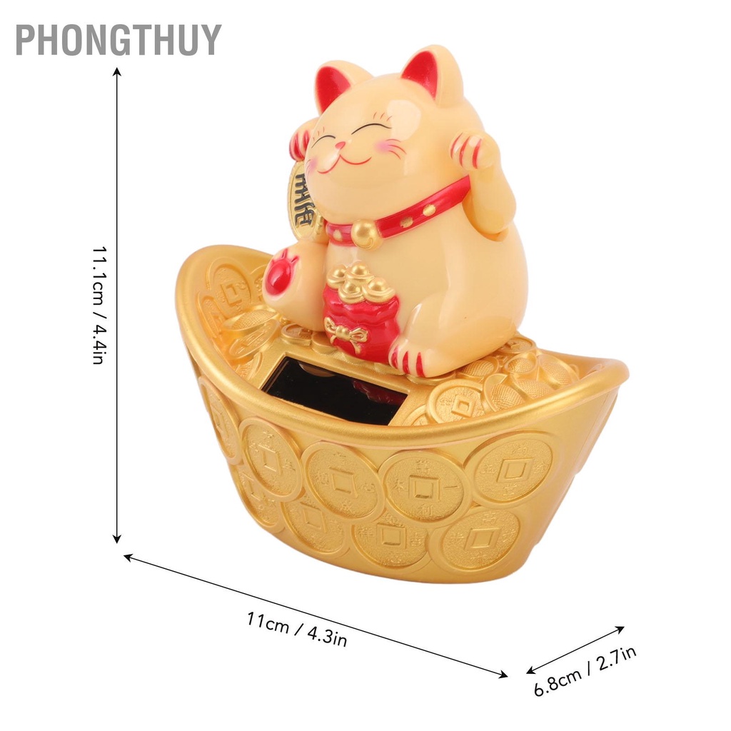 Mèo Thần Tài Vẫy Tay Năng Lượng Mặt Trời May Mắn Chiêu Tài Trang Trí Nhà cửa / Xe Hơi