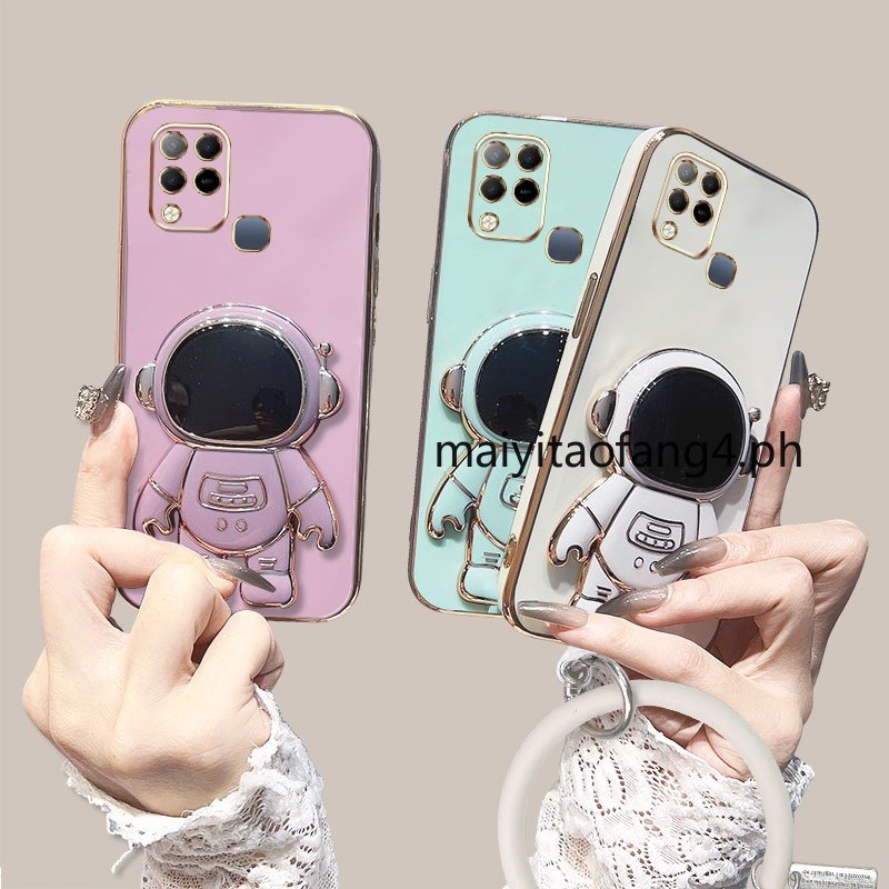 Ốp Điện Thoại Silicon Mềm Hình Phi Hành Gia Có Dây Đeo Và Giá Đỡ Cho Infinix Hot 10s Nfc Hot 10T X68