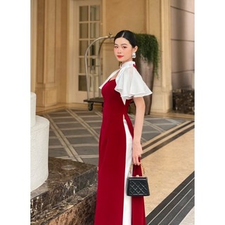 Velle design- áo dài cici chất lụa tafta và chất nhung dày dặn kèm quần lụa