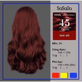 Màu nhuộm đỏ DEEP RED 45 tự cân bằng sắc tố tự động SASABA 450ml ( phủ bạc )