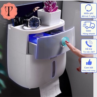 Hộp để giấy vệ sinh 2 ngăn, kệ để giấy nhà vệ sinh ecoco e1804