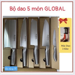 Bộ dao global yoshikin nhật bản 5 món chặt - thái - gọt - lóc thịt nhà bếp