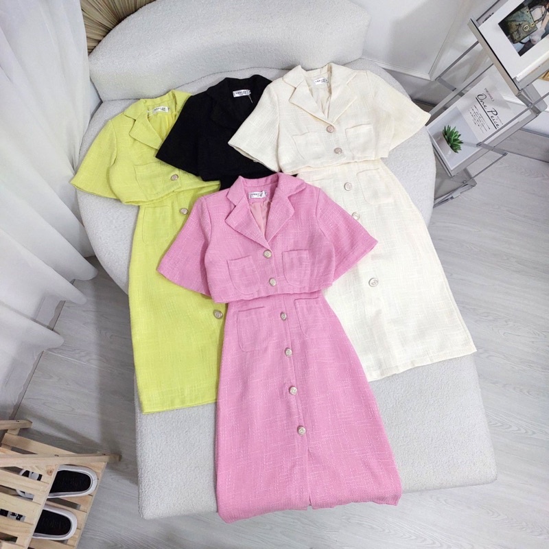 Sét Vest Dạ Chân Váy Dài