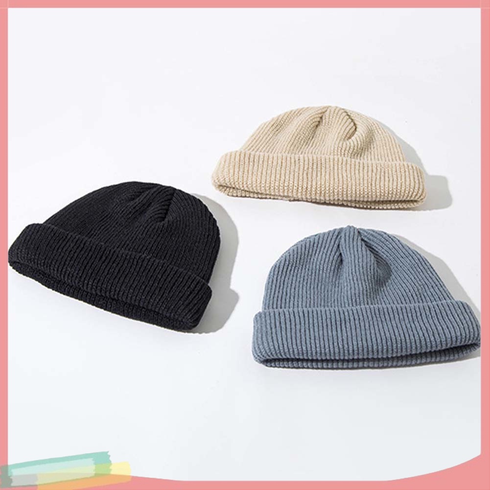 Mũ Len Tròn Trùm Đầu Nhiều Màu Trơn Phong Cách Thủy Thủ Cá Tính Cho Nam Nữ