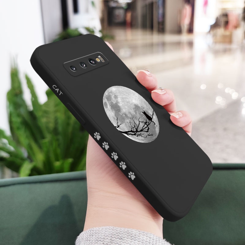 Ốp Điện Thoại Mềm Hình Mèo Mặt Trăng Cho Samsung Galaxy S10 S10E Plus S9 Plus S10 S10E Plus