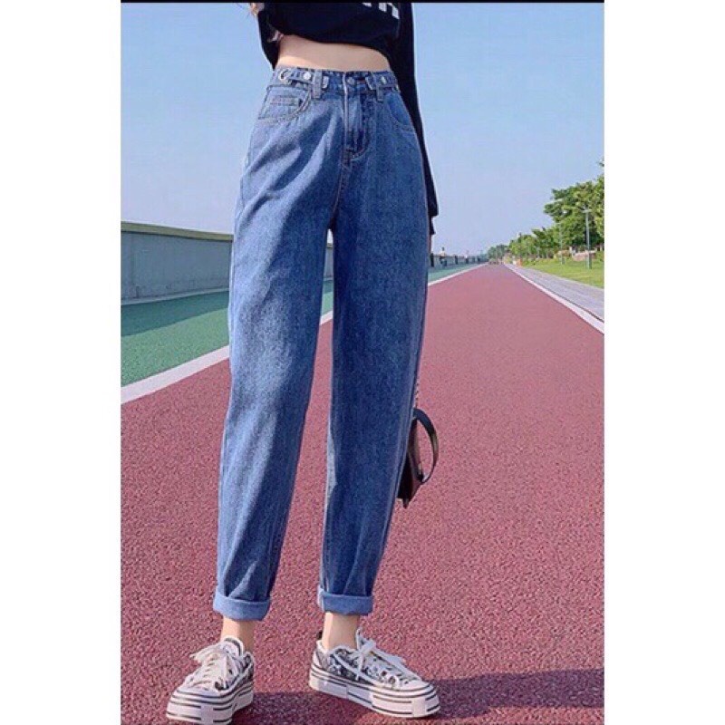 Quần jean bò baggy nữ jeans cạp cao phong cách Hàn Quốc sành điệu style jeanshop03 ms06 | BigBuy360 - bigbuy360.vn