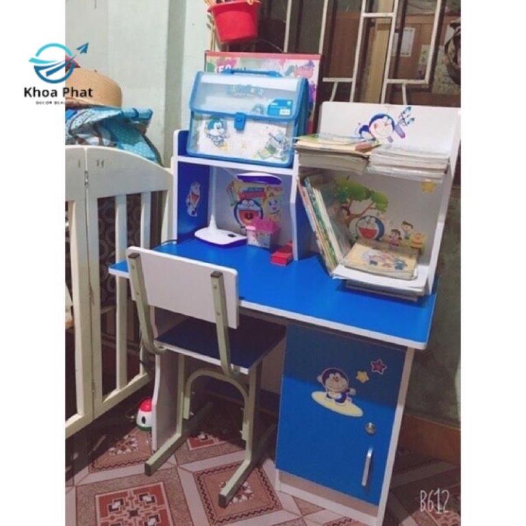 Bàn học sinh kèm giá sách và ghế cho bé tự lắp ráp phối màu siêu xinh- Khoa Phát CS2