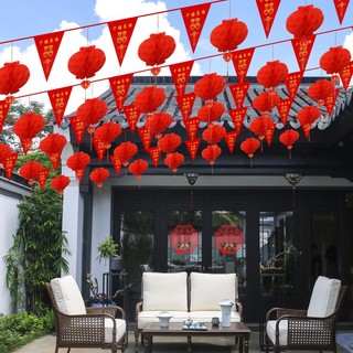 Đèn lồng trang trí tết nguyên đán màu đỏ 20cm