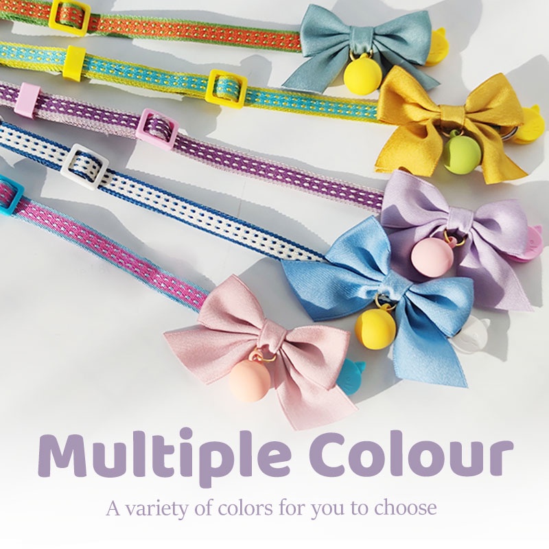 HamshMoc Vòng Cổ Nhẹ Mềm Mại Thoải Mái Bền Bỉ Có Chuông Và Nơ Dễ Thương Có Thể Điều Chỉnh Cho Thú Cưng / Mèo / Thỏ