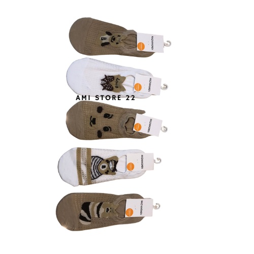 Set 5 Tất Hài Nữ Đi Giày Lười Họa Tiết Gấu Nâu - Ảnh Thật Shop Tự Chụp