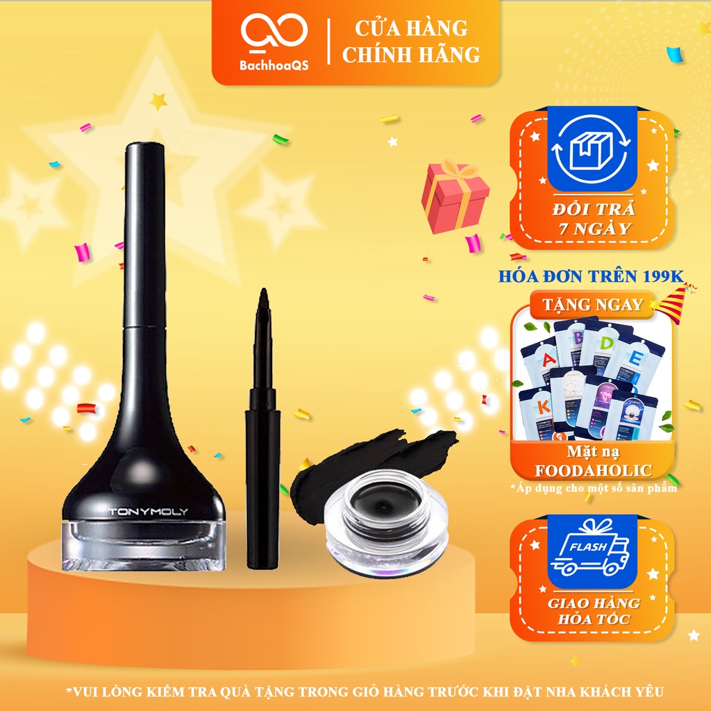 Gel Kẻ Mắt Tonymoly Kèm Cọ Màu Đen Gel Eyeliner 01 Black - Cọ Kẻ Mắt Nước Tonymoly Màu Đen Black