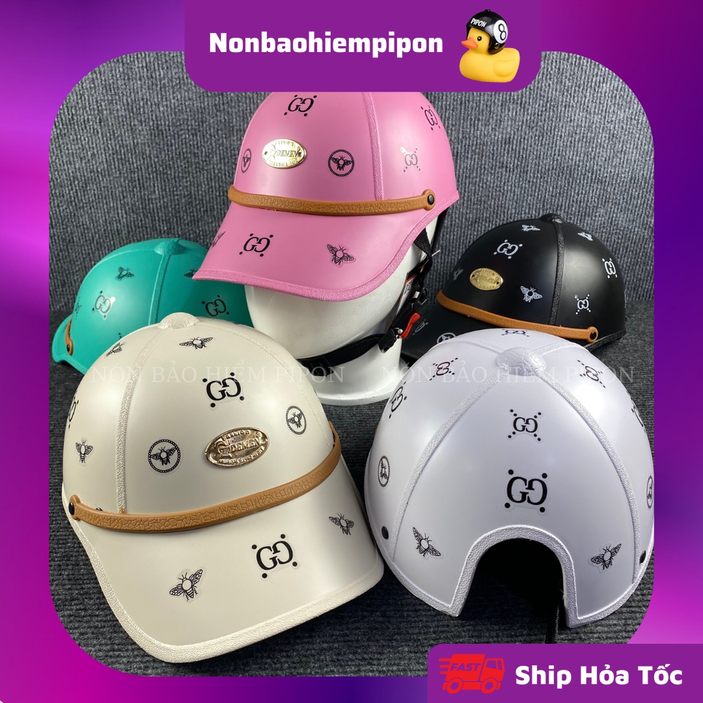 Mũ bảo hiểm lưỡi trai sticker G.C , nón bảo hiểm lưỡi trai kết hợp tem GC độc đáo , Nón bảo hiểm thời trang cao cấp