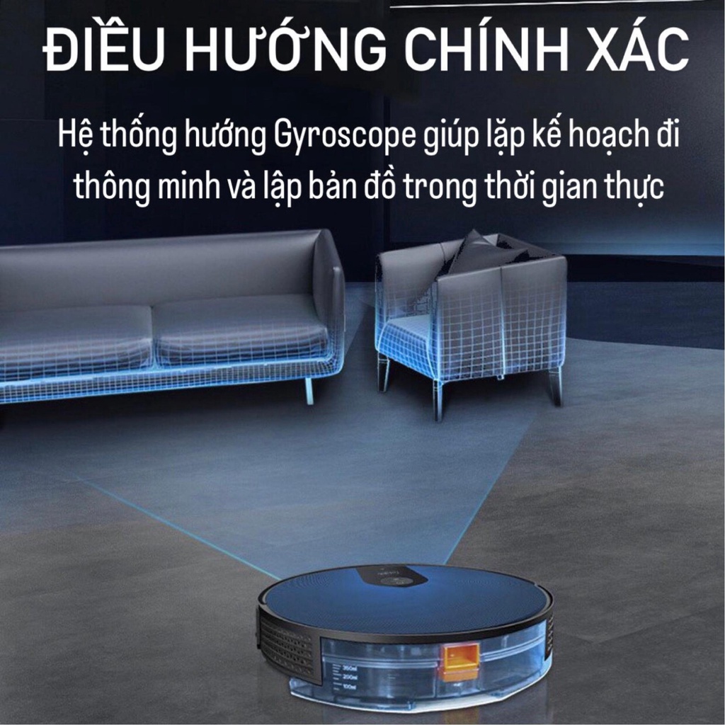 Robot hút bụi lau nhà TLC-KAW - Điều khiển bằng điện thoại, lực hút mạnh - máy hút bụi lau nhà tự động BH 12 tháng