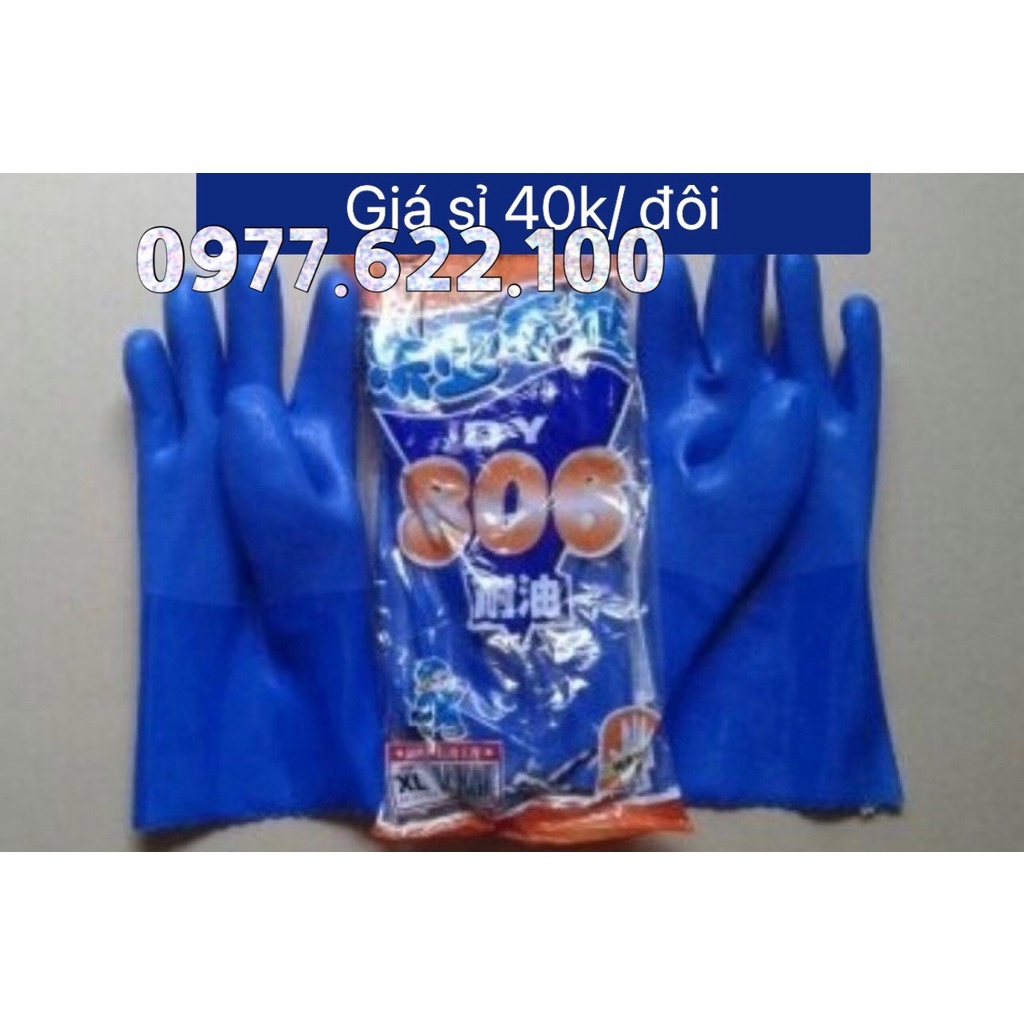 Găng tay 806 dài chống dầu chịu lạnh, bao tay bắt ong xanh dương