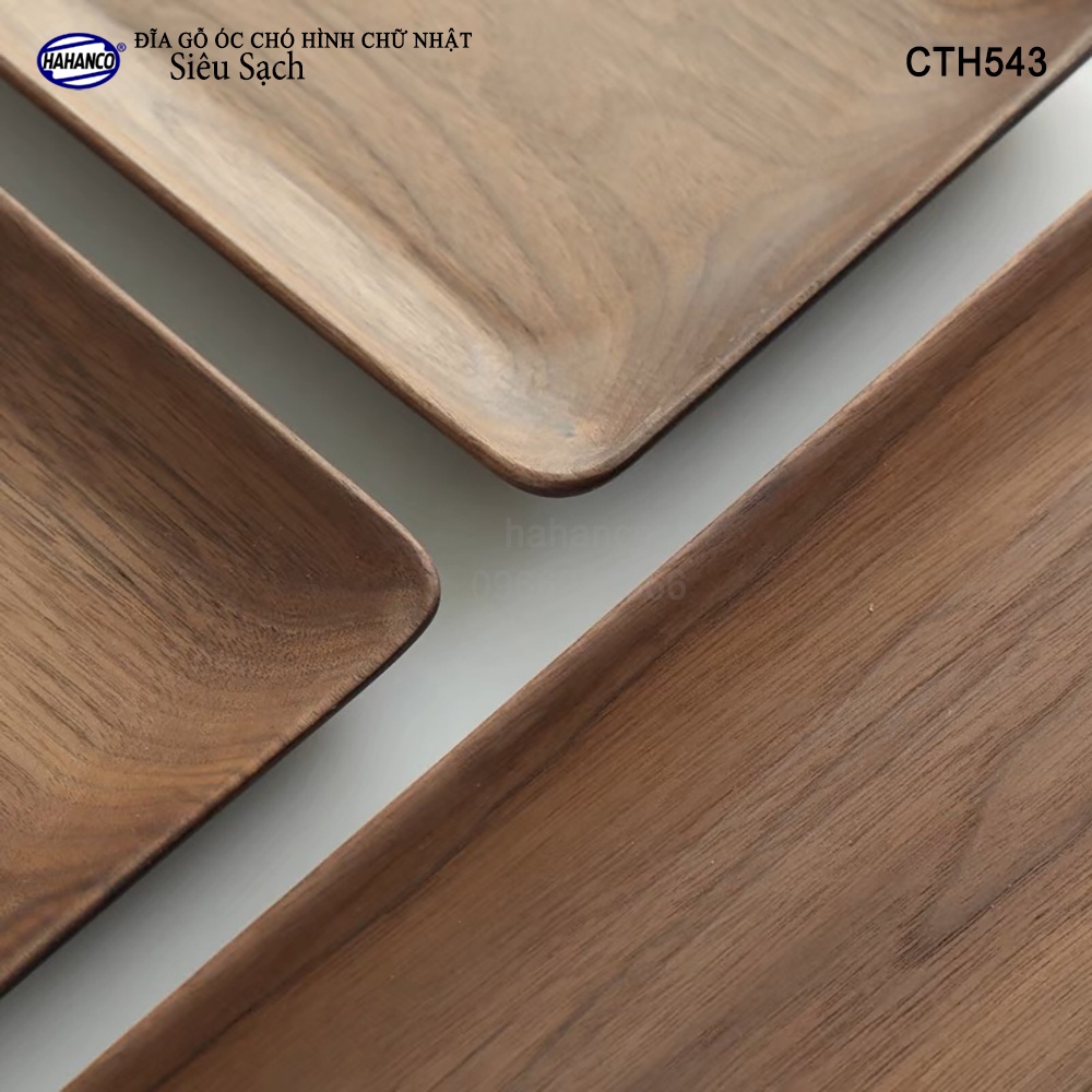 Khay/Đĩa chữ nhật dài gỗ Óc Chó nhập khẩu Mỹ nguyên khối /đựng đồ ăn/trang trí- CTH543