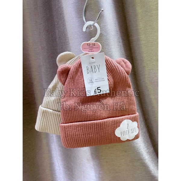 Set 2 mũ len tai gấu baby sz 6/12m 12/18m
