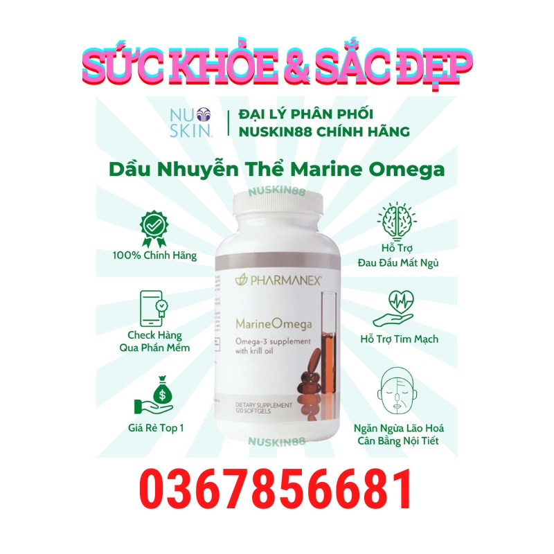 Dầu nhuyễn thể Nuskin Marine Omega 3 – dinh dưỡng cho da, tim và não – 120 viên/lọ