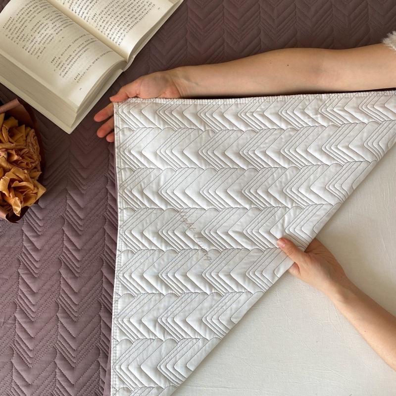 Set 3 món ga gối cotton trần hoạ tiết zic zac