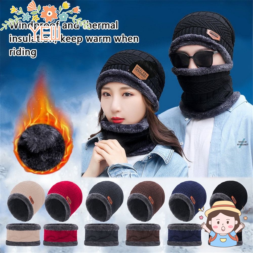 Set Mũ beanie Kèm Khăn Choàng Cổ Giữ Ấm Thời Trang