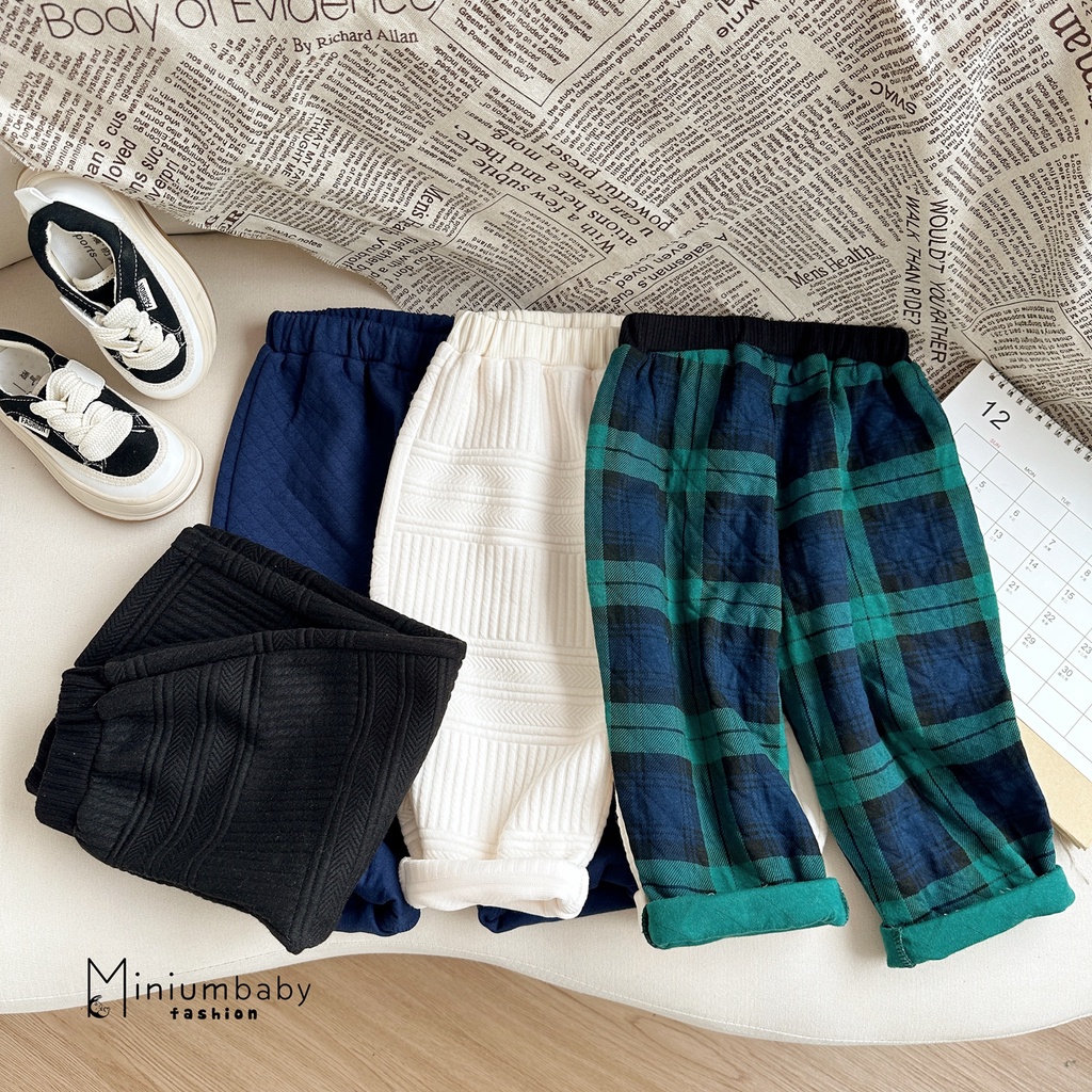 Quần dài cho bé gái chất liệu cotton bông MiniumBaby, quần áo trẻ em thiết kế quần rộng dang xuông - QD1394