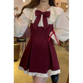 Aphrod Đầm Công Chúa Hai Dây Đính Nơ Nhỏ Thời Trang Mùa Thu Cho Nữ