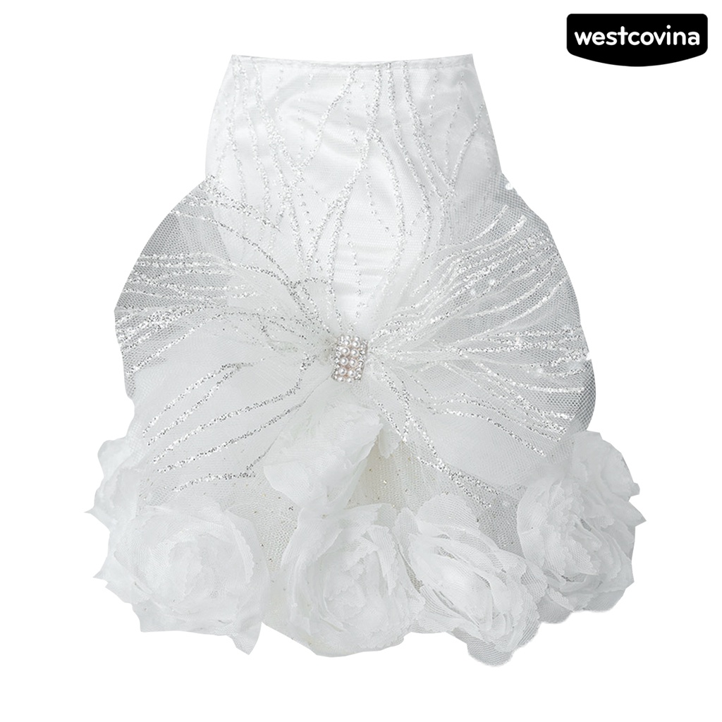 [COD]♘Đầm Thắt Nơ Bướm Trắng Ba Chiều Bằng Polyester Sáng Bóng Thoải Mái Thời Trang Dành Cho Cún Cưng