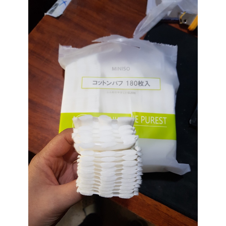 Bông tẩy trang Miniso Nhật Bản 180 miếng siêu mềm mại, siêu dai