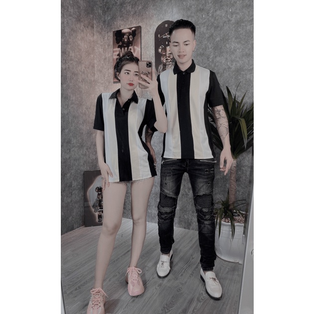 (Siêu sell) SIÊU SALE POLO CẶP PHỐI SẴN KHO HOT THIẾT KẾ SỌC HAI MÀU DỄ THƯƠNG