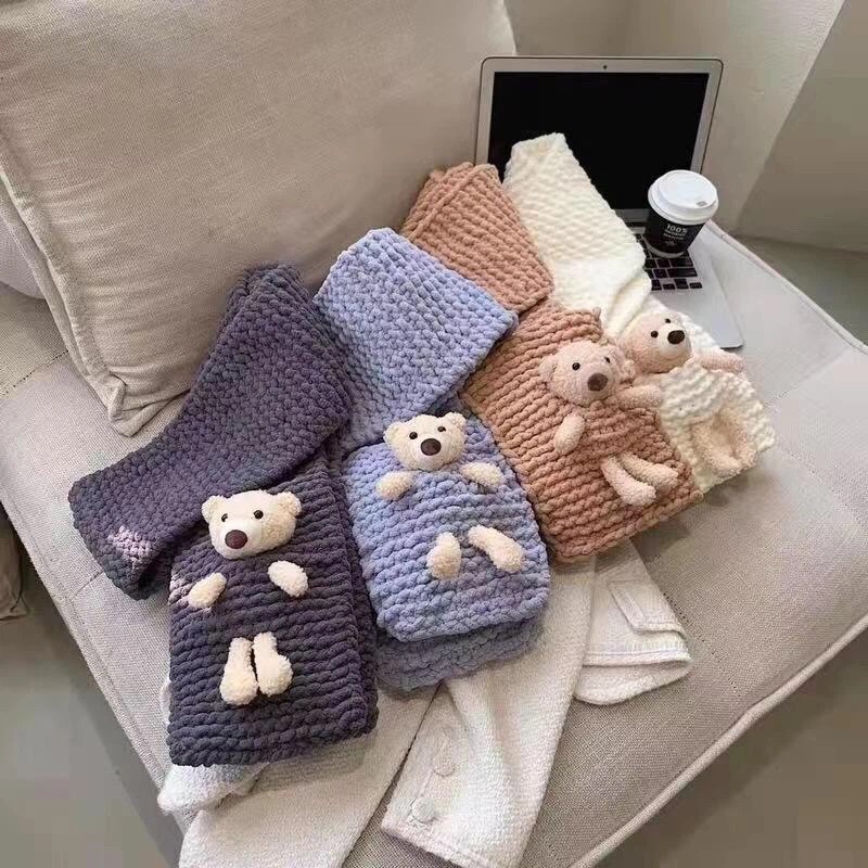 Set Đan Khăn Len Gấu To DIY Handmade