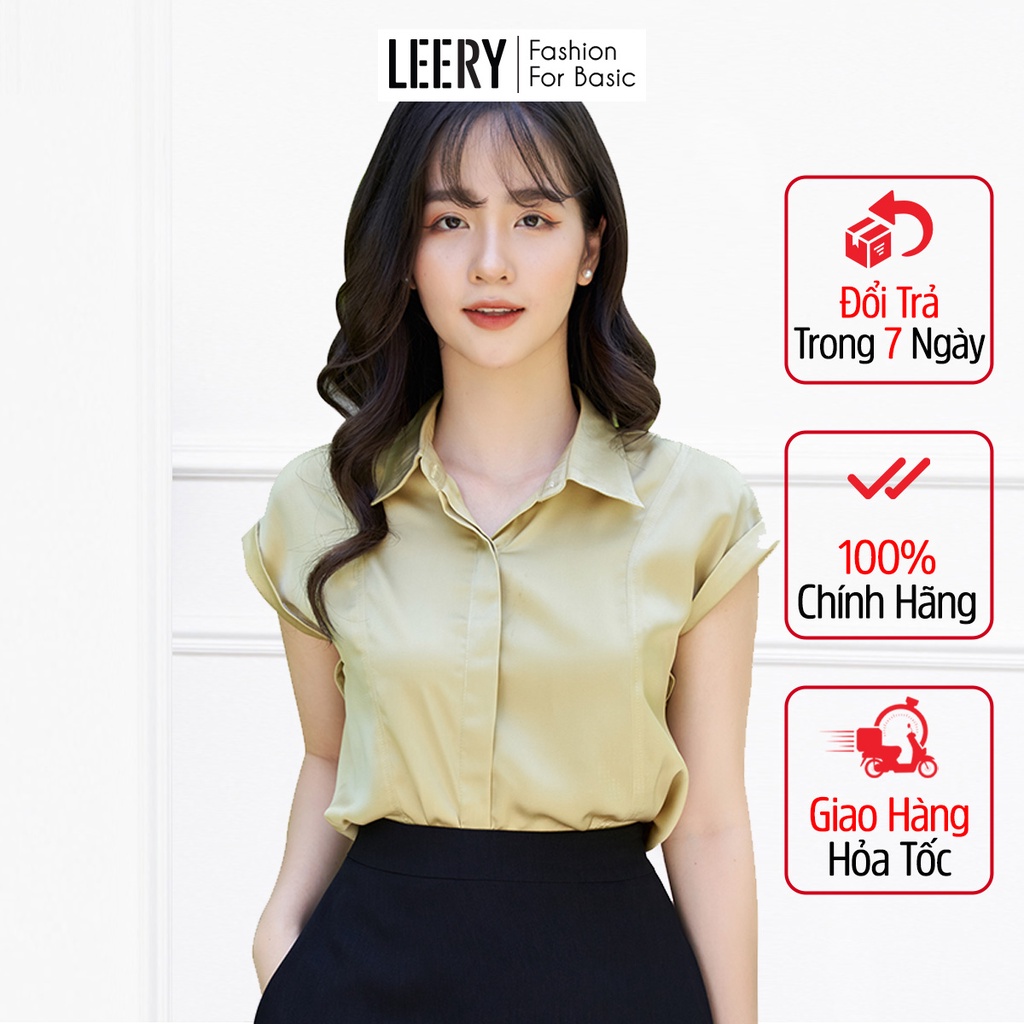 Áo sơ mi nữ ngắn tay form rộng mặc đi làm công sở, áo sơ mi nữ chất lụ