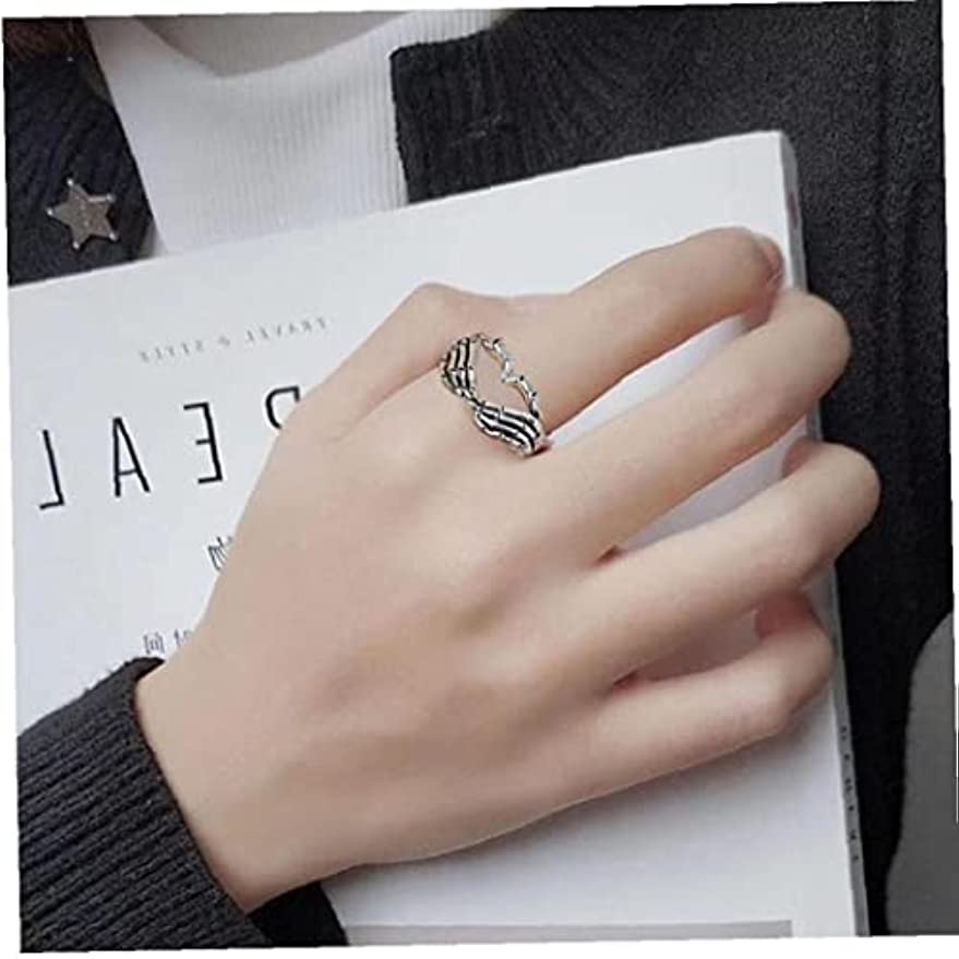 Nhẫn Thép Không Gỉ Hình Đầu Lâu Trái Tim Phong Cách punk hip hop Sáng Tạo Cho Nam Và Nữ JP5