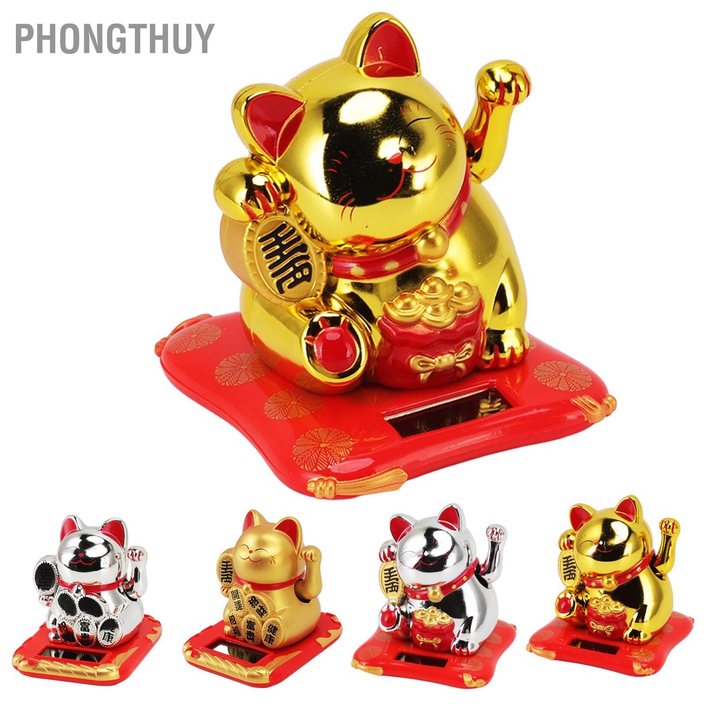 Mèo Thần Tài Vẫy Tay Dùng Năng Lượng Mặt Trời Dễ Thương Mang Lại May Mắn Tài Lộc Trang Trí Gia Đình Xe Hơi