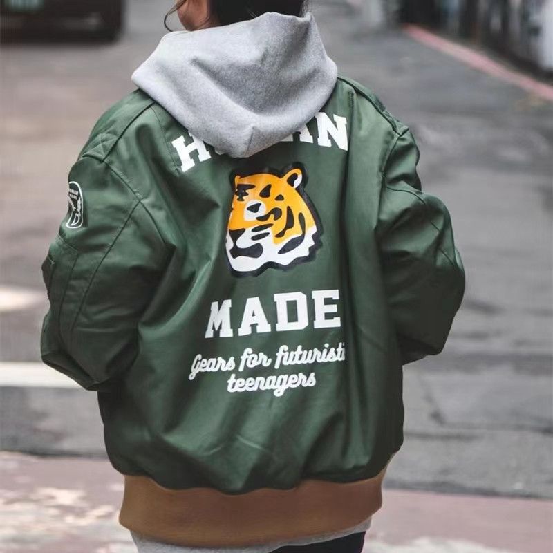 O26R HUMAN MADE BOMBER JACKET 22SS Tiger printed flight JACKET men's and women's autumn and winter JACKET
