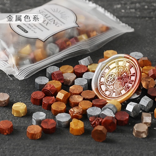 Túi nhỏ hạt sáp hình bát giác 100 hạt 35g hạt sáp con dấu 62 màu