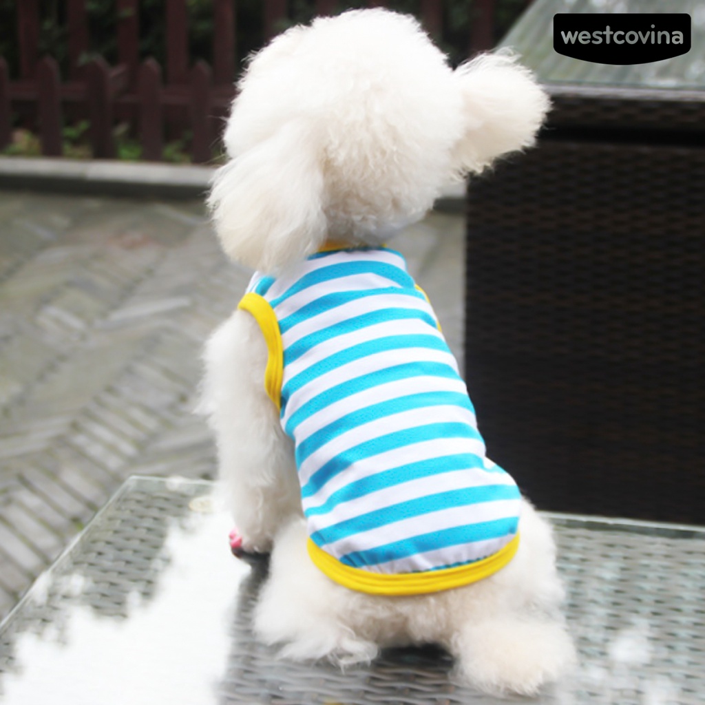 [COD]♘Áo Thun Cotton Họa Tiết Kẻ Sọc Dành Cho Thú Cưng