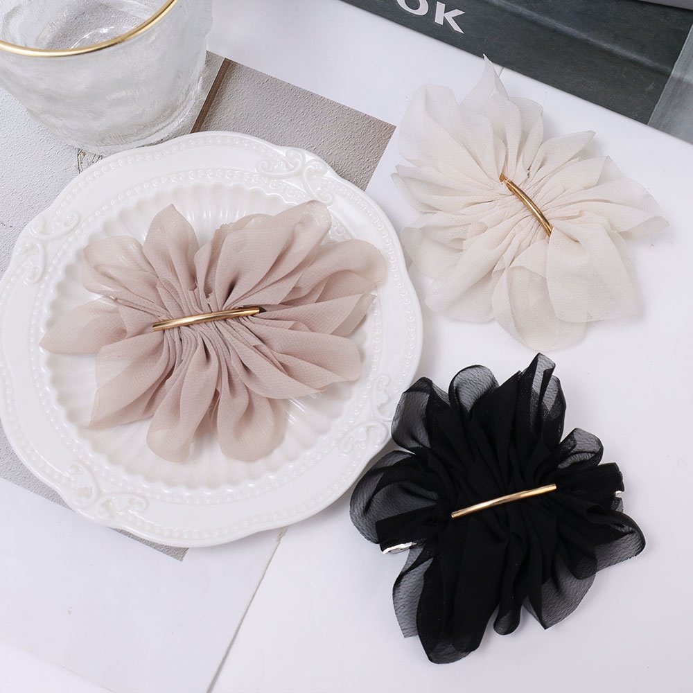 Kẹp Tóc chiffon Hình Bông Hoa Phong Cách Hàn Quốc Dành Cho Nữ