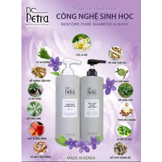 Dầu gội phục hồi công nghệ sinh học Nc Petra Restore Pure 1000ML