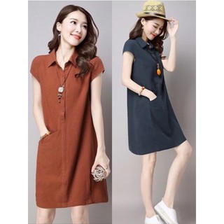 Đầm Suông Trơn Tay Hến. Váy Suông Chất Thô Nhật Mềm Mại. Mã D39