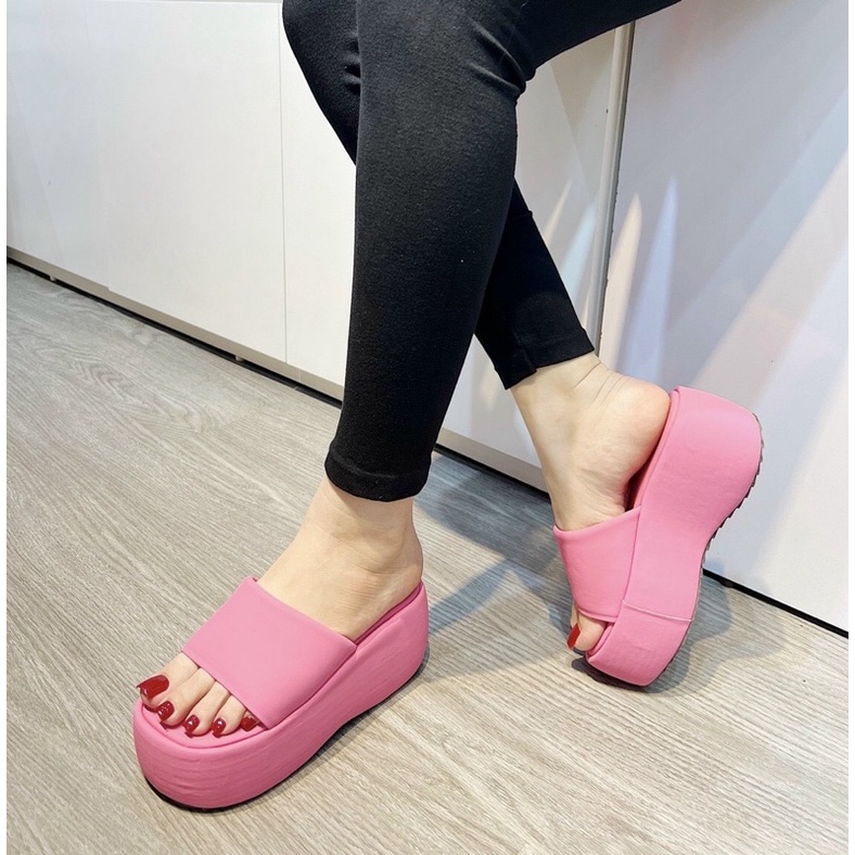 Dép xuồng 7cm quai ngang da trơn đế răng cưa nhiều màu xinh xắn êm chân hàng fullbox xịn đẹp Letty