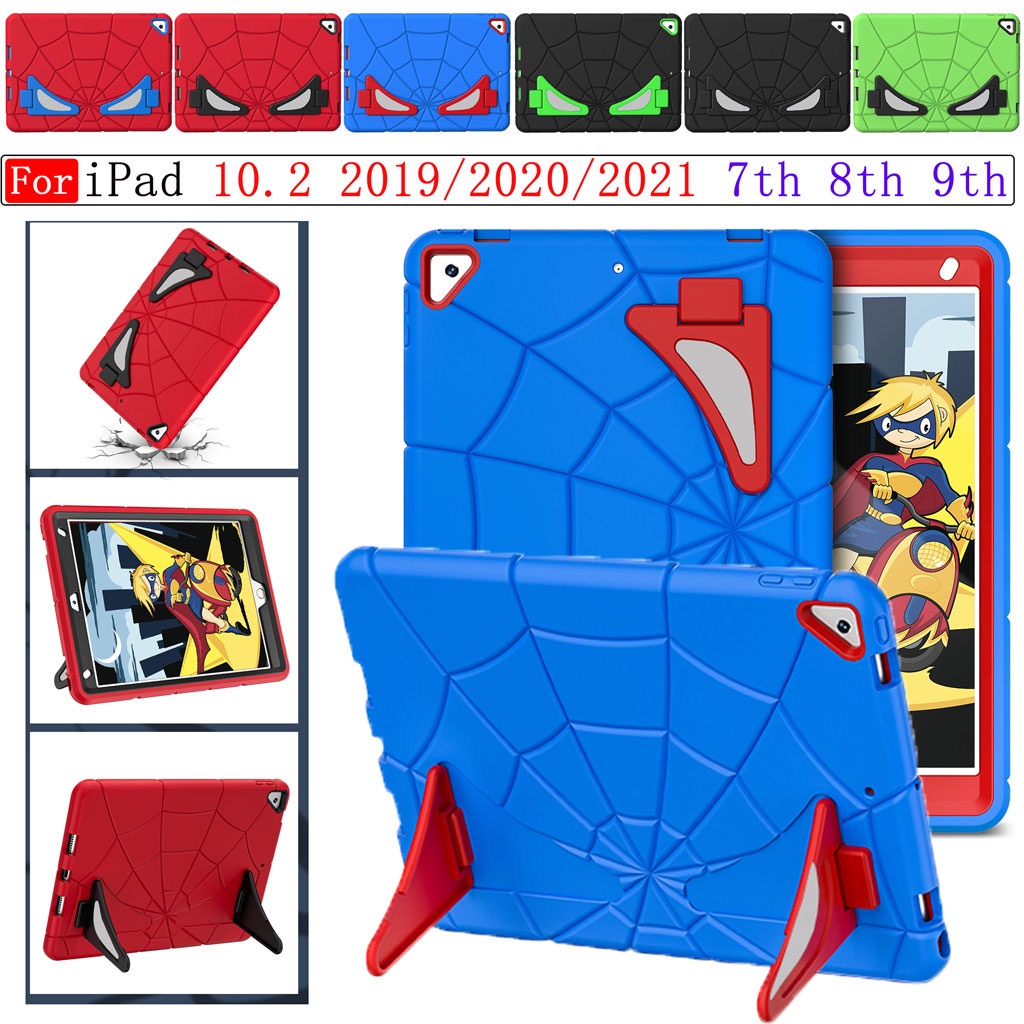 Ốp Máy Tính Bảng PC Silicon Chống Sốc Hình Người Nhện Cho iPad 10.2 7 8 9th 2019/2020/2021