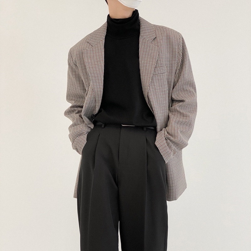 ÁO BLAZER KẺ CARO NÂU ĐEN THE NORTH HOUSE