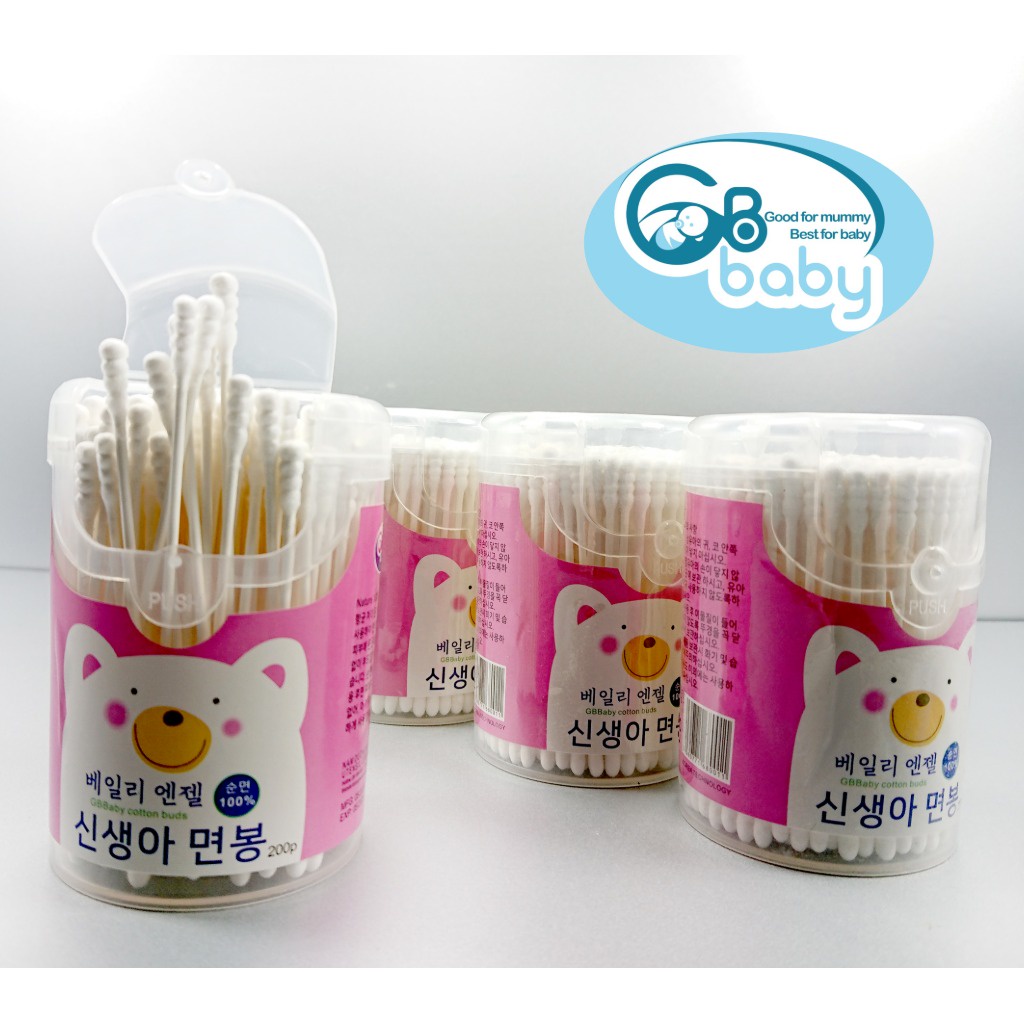 Hộp 200 cây tăm bông vệ sinh Tai cho bé và gia đình KICHI KICHILACHI / GB BABY