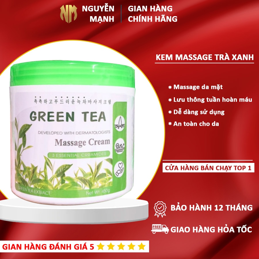 Kem Massage Mặt, Kem Massage Body Trà Xanh Hàn Quố-Green Tea Massage Cream