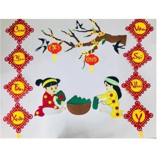 Tranh Nỉ trang trí Tết Nguyên Đán dán tường Mầm non -tiểu học 03