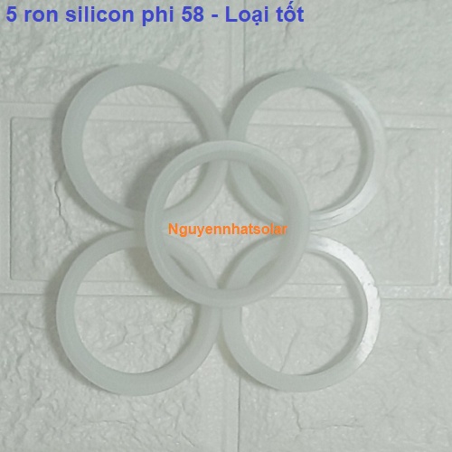 Combo 5 Ron gioăng trong silicon và ron gioăng ngoài phi 58 dùng cho máy nước nóng năng lượng mặt trời